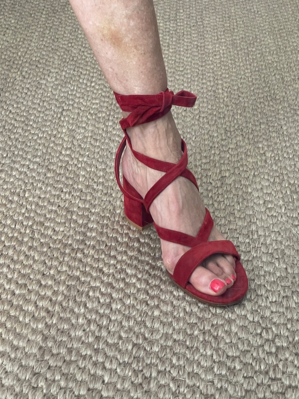 Gianvito Rossi Red Suede Lace-Up Heels